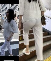 美人のスケスケパンツ。街にいる白いパンツやスカートからの驚愕透け。パンティ丸見え美人