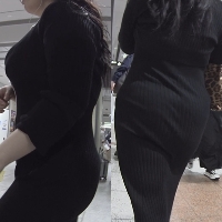 尻追尾32＊超グラマー体型リブニットワンピお姉さんのセクシー過ぎる丸々とした巨尻