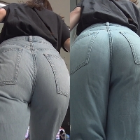 尻追尾43＊薄手のデニムが食い込む生活感のある主婦のデニパン尻に興奮を覚える