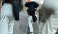 [4K]下から見上げるぴちぴちスウェットパン線尻